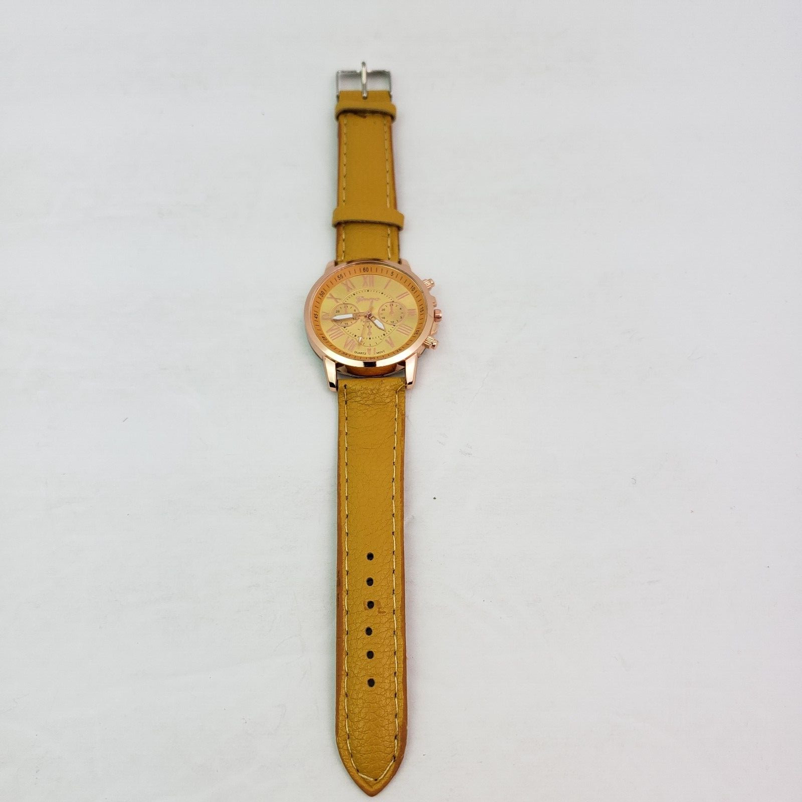 Unbranded Geneva Quartz Fashion Costume Adult Yellow Rose Gold Wrist Watch