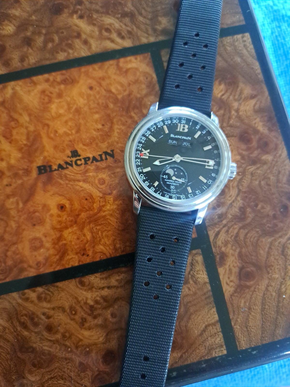 Blancpain Leman Complete Calendar Moonphase Black Dial Rare 38mm W/Box