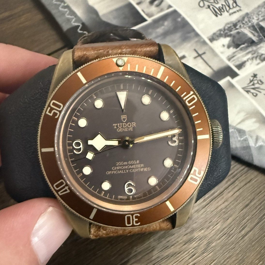 TUDOR Heritage Black Bay Bronze 43mm Brown Dial Auto 200m Leather Box Papers