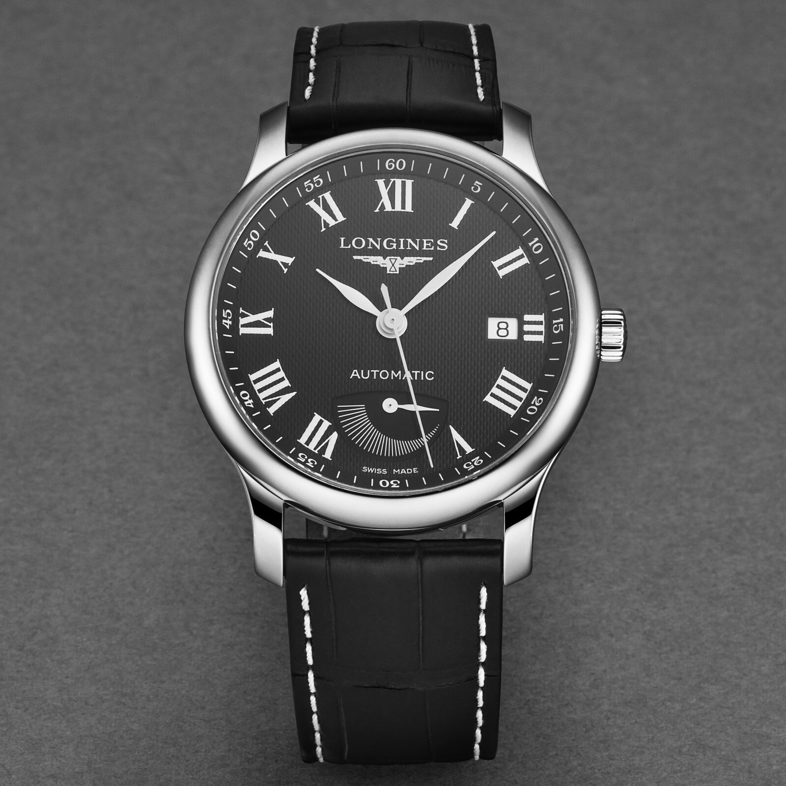 Longines Mens Master Collection Black Dial Leather Automatic Watch L2.708.4.51.7