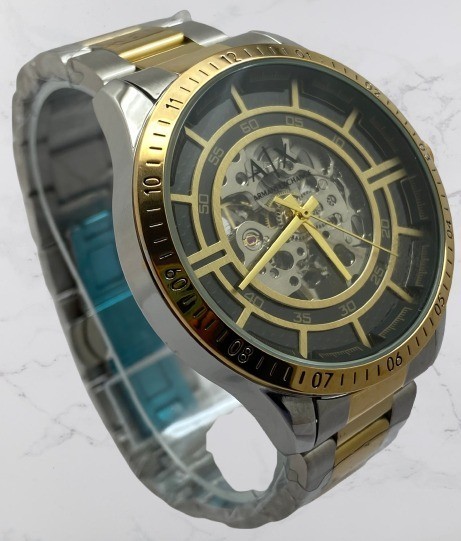 Refurbished Luxury Armani Exchange Skeleton Look Automatic Two-Tone Wristwatch