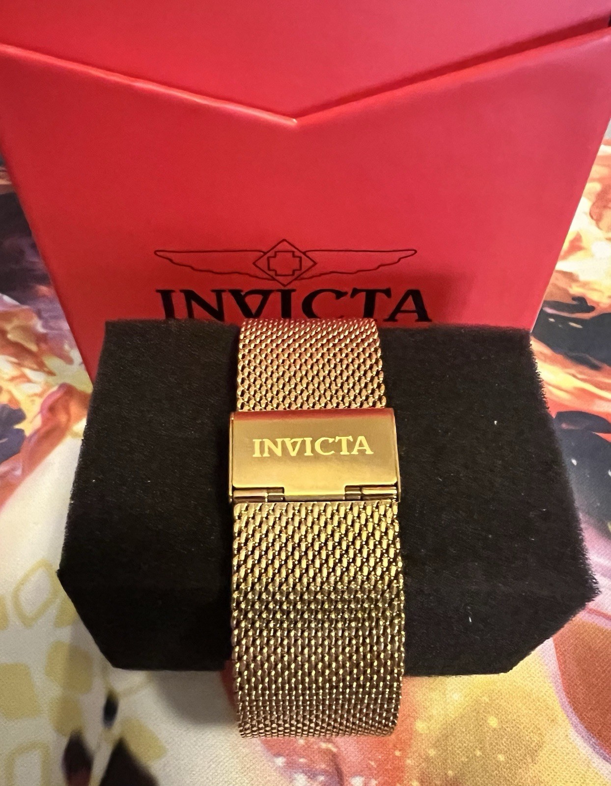 Invicta Men’s Gold Racing Chronograph Watch Mesh Band New w/ Box – Never Worn