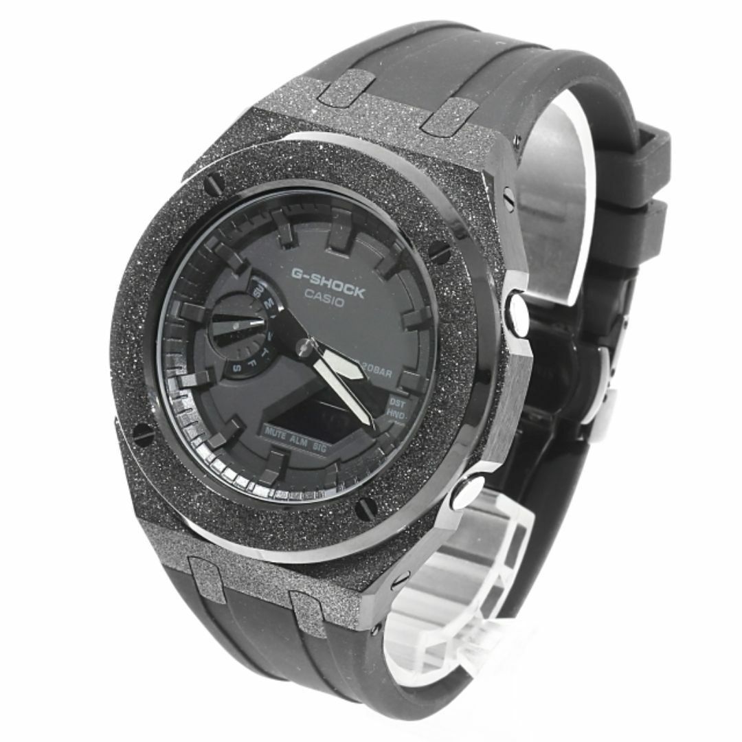 G-Shock GA2100 Frosted Custom Blackout Rubber Band Casioak Black Belt BLACKOUT G
