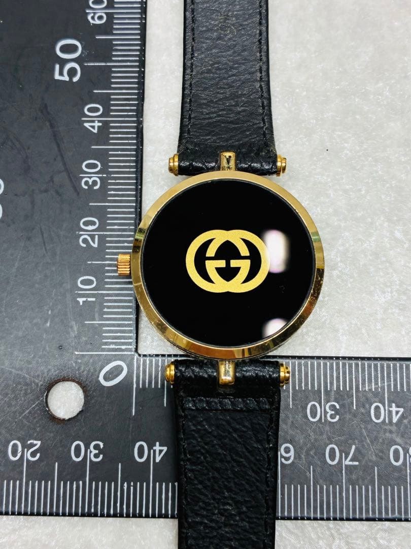 T7) Vintage GUCCI Sherry Line Black Dial Watch