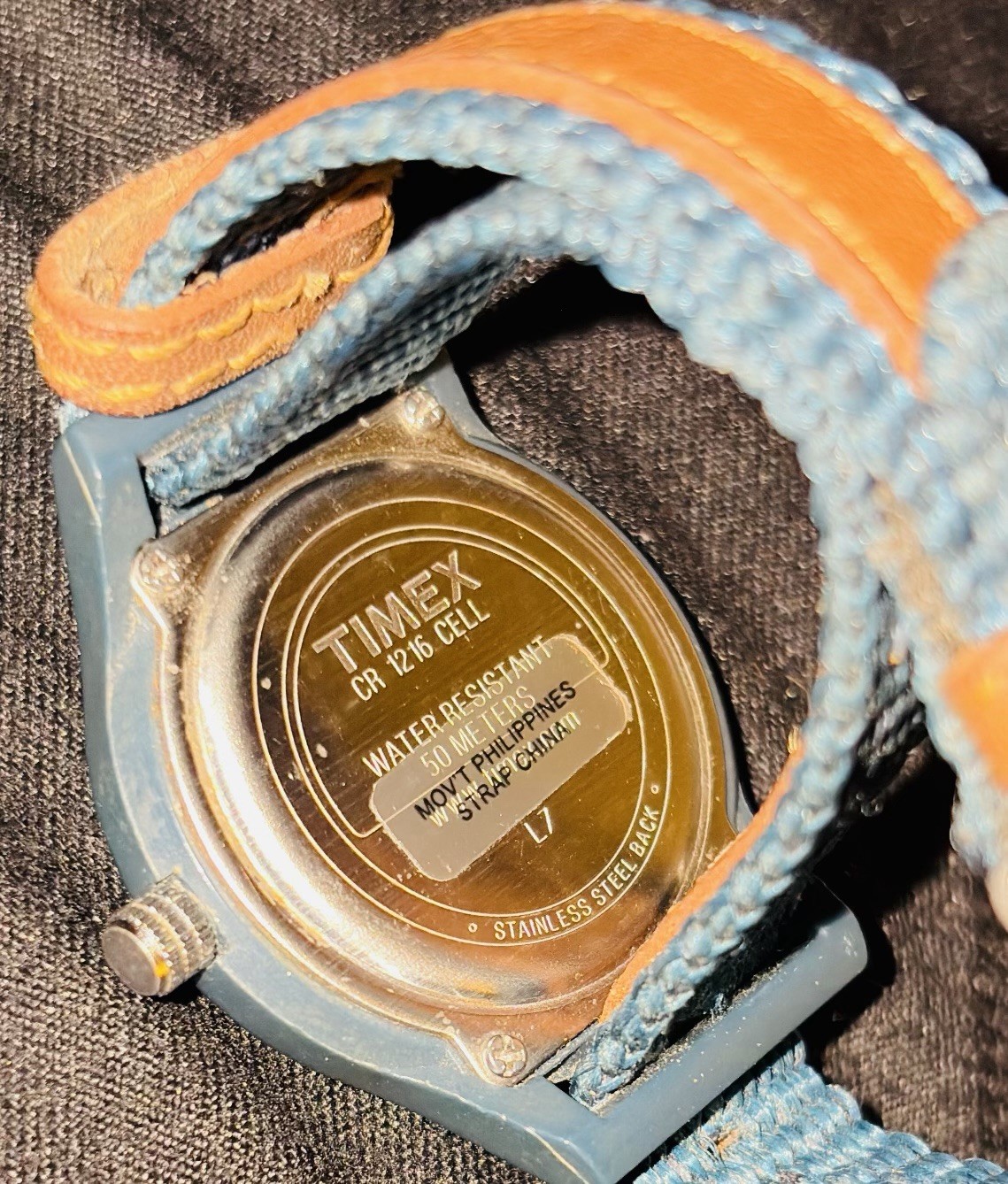 Vintage 1997 Timex Expedition Watch Indiglo | Teal/Brown Nylon/Leather Strap