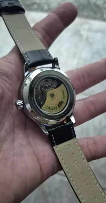 Orient Sun & Moon Semi Skeleton Automatic Watch Men’s Leather Strap Luxury Gift
