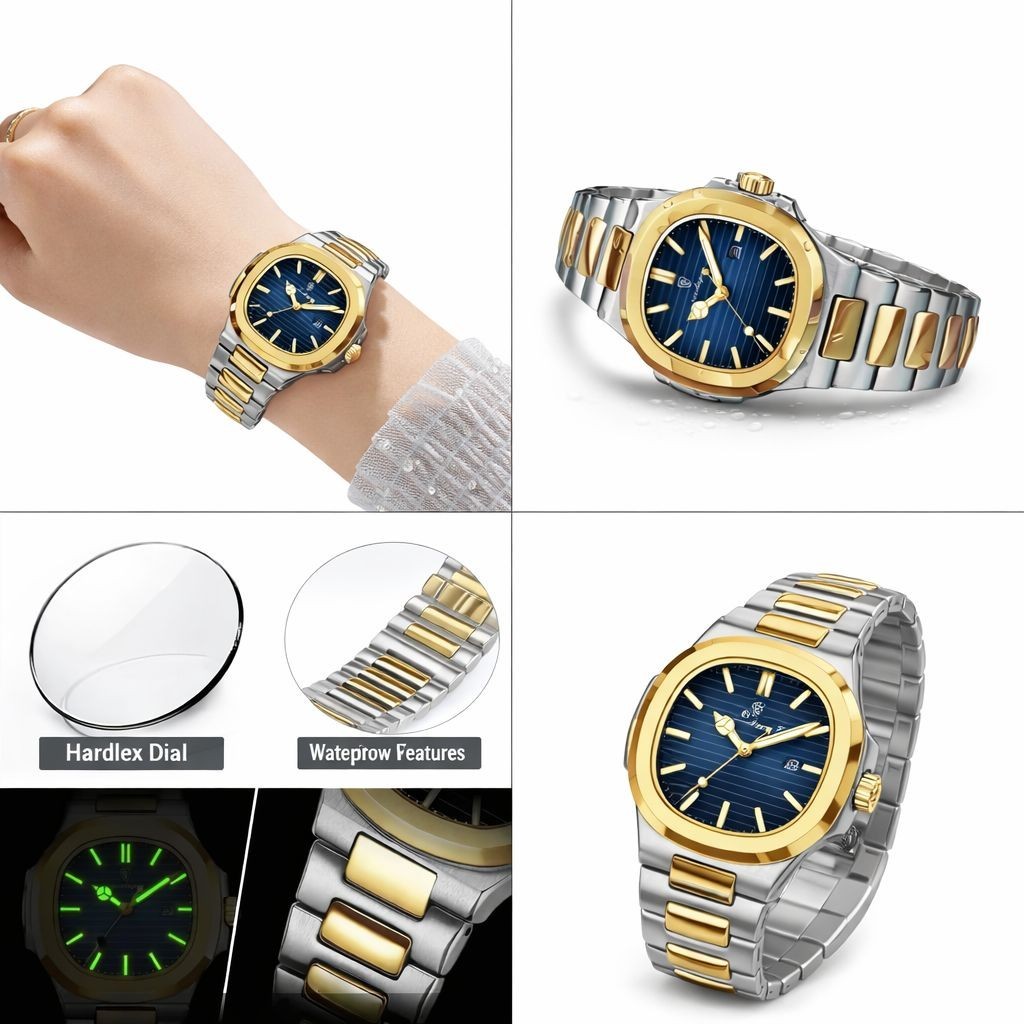 Luxury Square Watch Waterproof Luminous Dat Watch Sta
