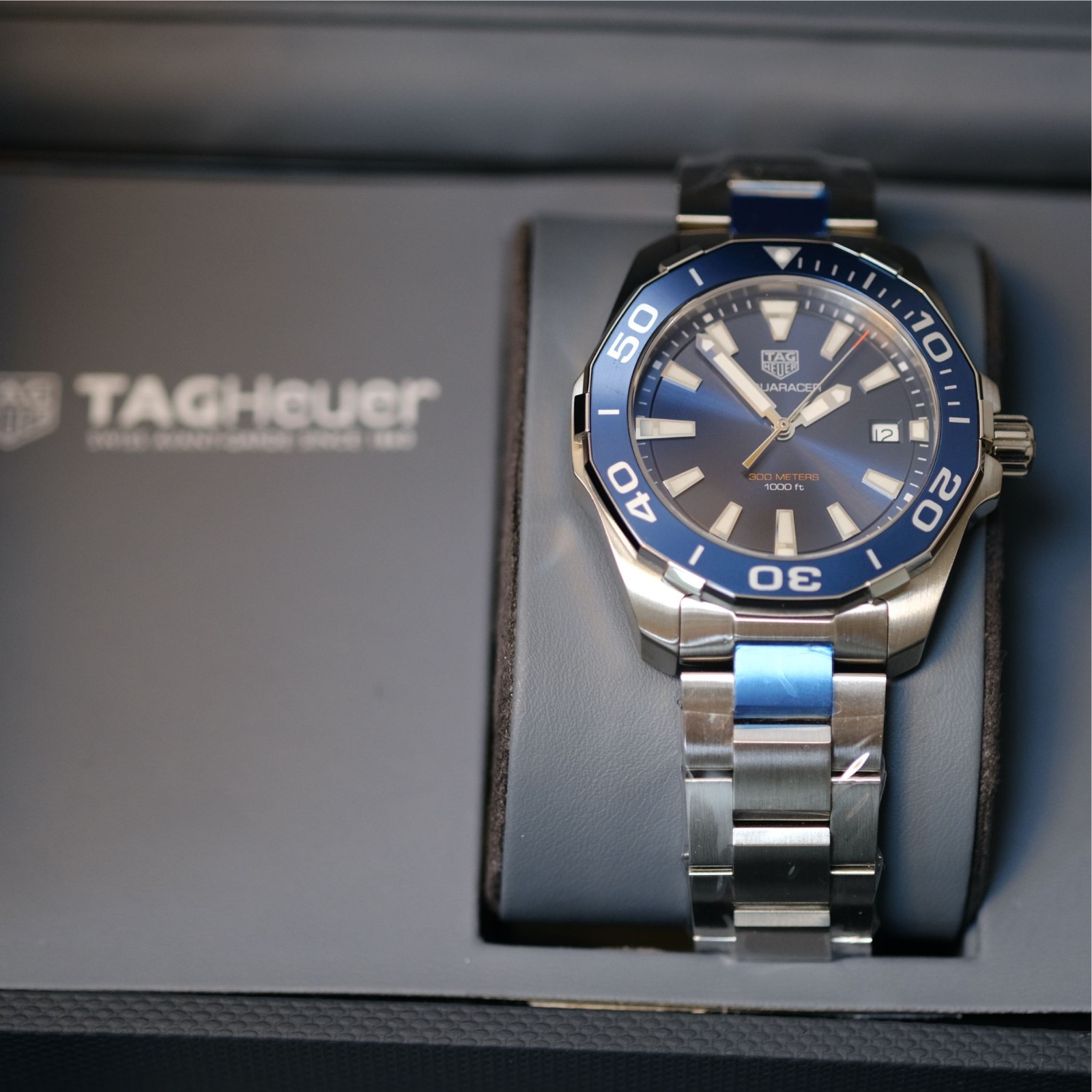 Original UNWORN Tag Heuer AQUARACER Quartz 41mm watch WAY111C.BA0928 FULL SET