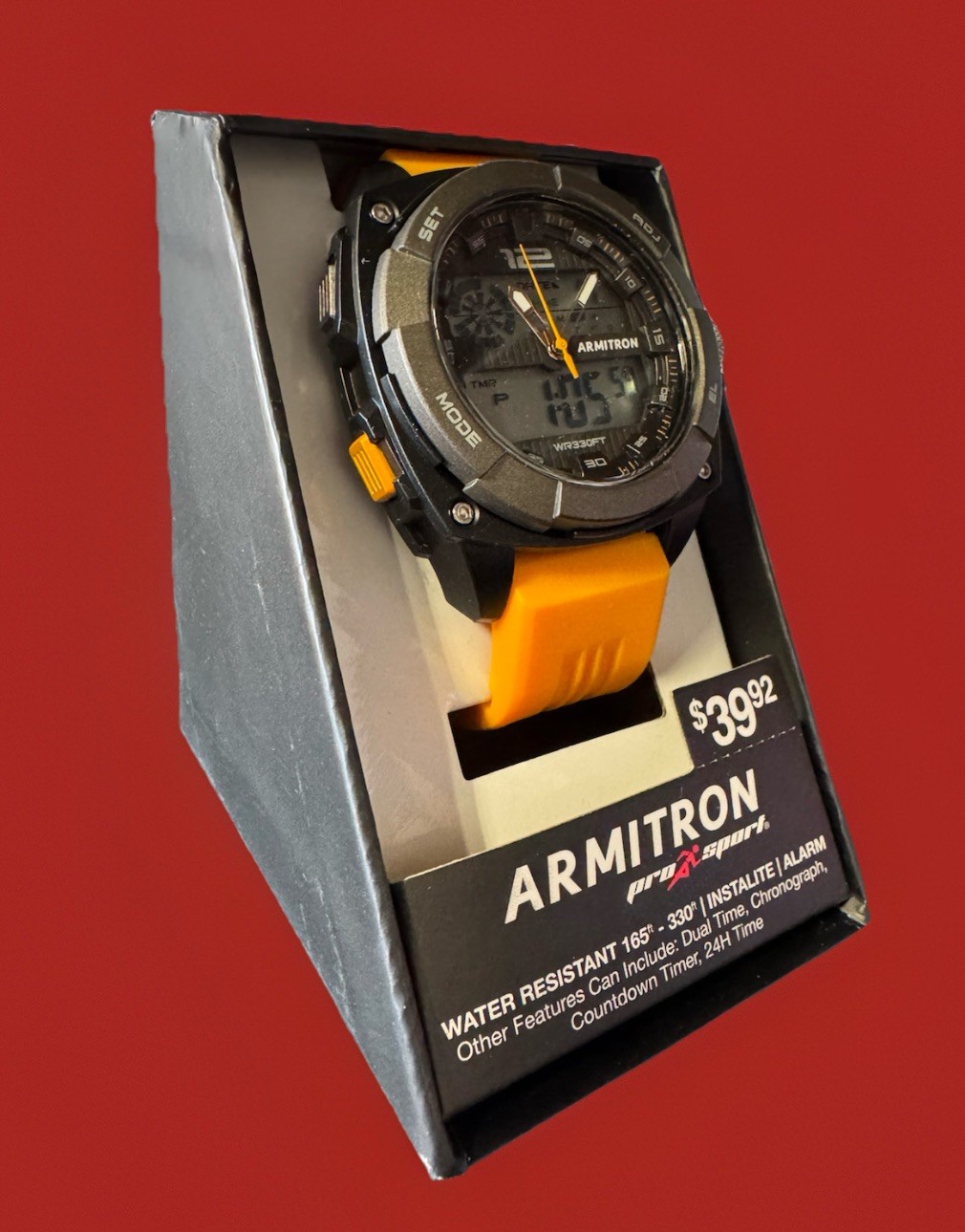 Armitron Unisex Adult Digital Sports Watch Yellow Black Wristwatch INSTALITE NEW