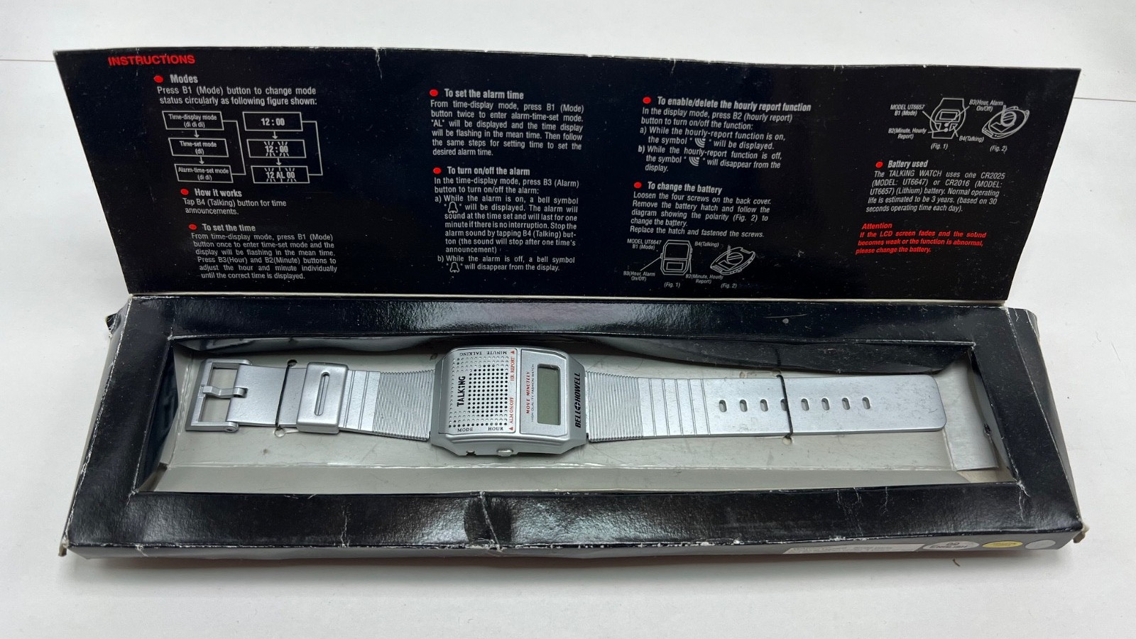 BELL & HOWELL VINTAGE Talking Watch Voice Response LCD Alarm Wristwatch