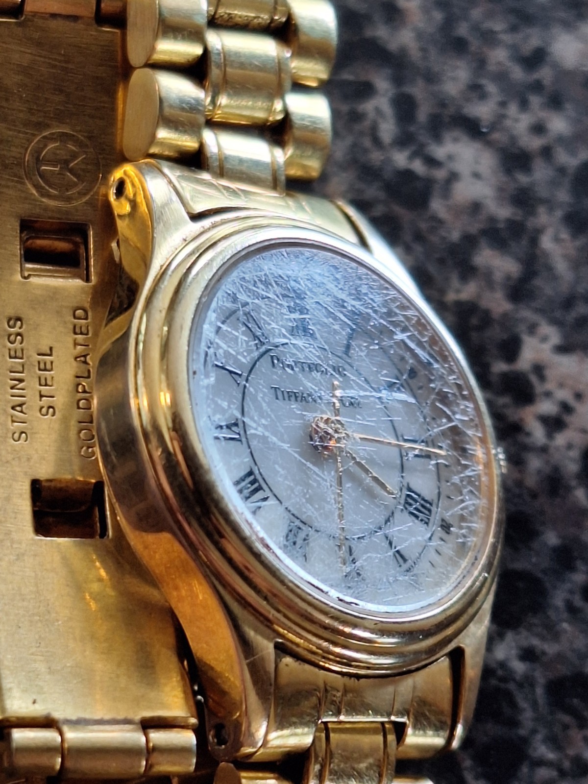 Tiffany & Co 10m Portfolio Gold Plated SS Quartz Ladies Swiss Made Watch