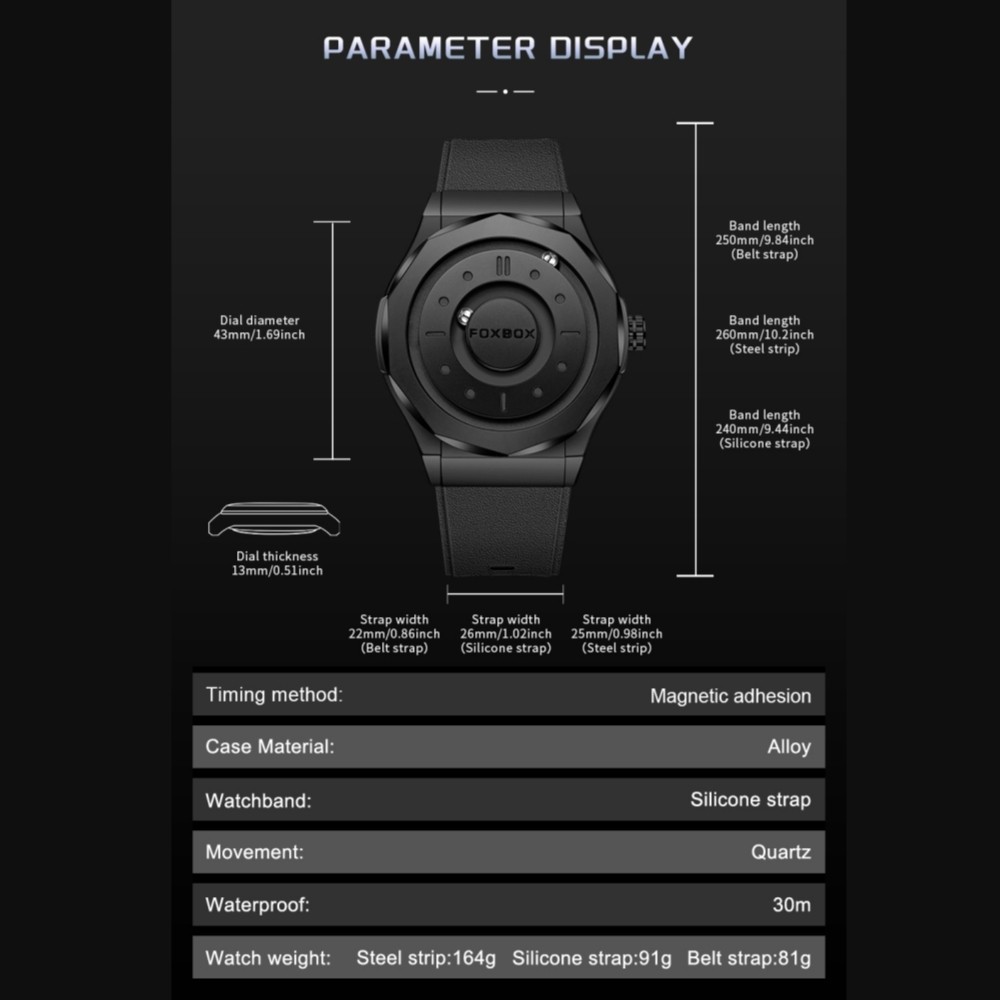 NEW Men Watch Quartz Scrolling Bead Magne Waterproof Creative Man Wristwatch