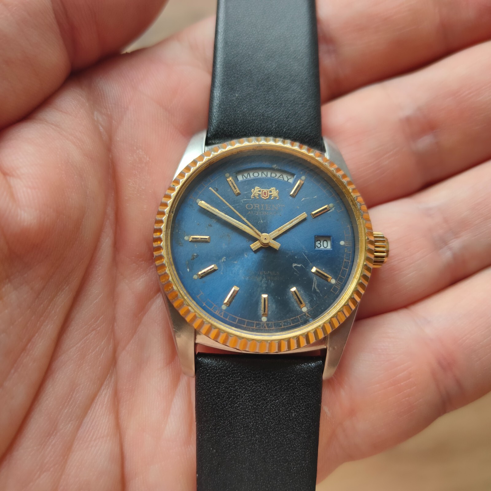 Rare Orient President watch, day date orient Automatic Watch, rare blue dial