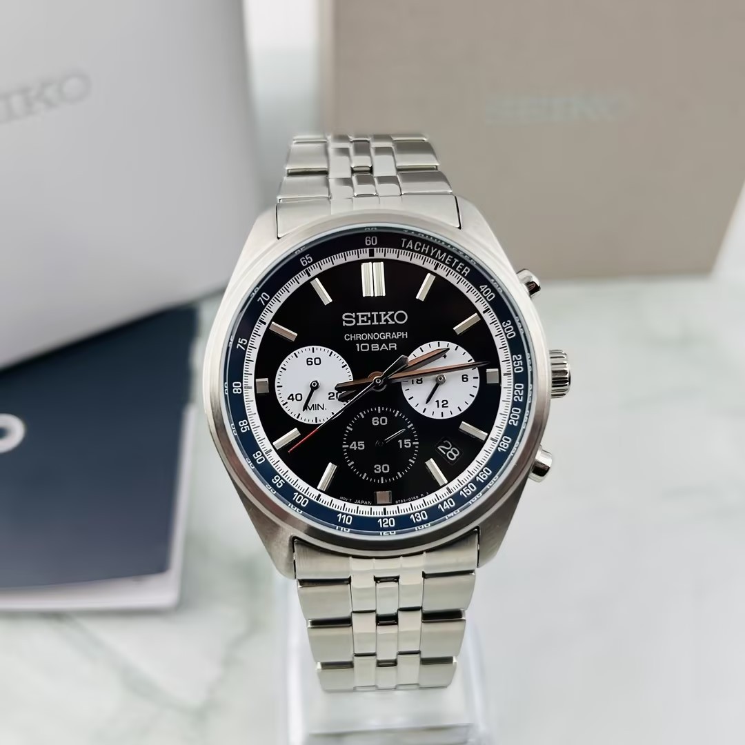 Seiko Essentials Men’s SSB427 Chronograph Quartz Watch Blue Dial 41.5mm New