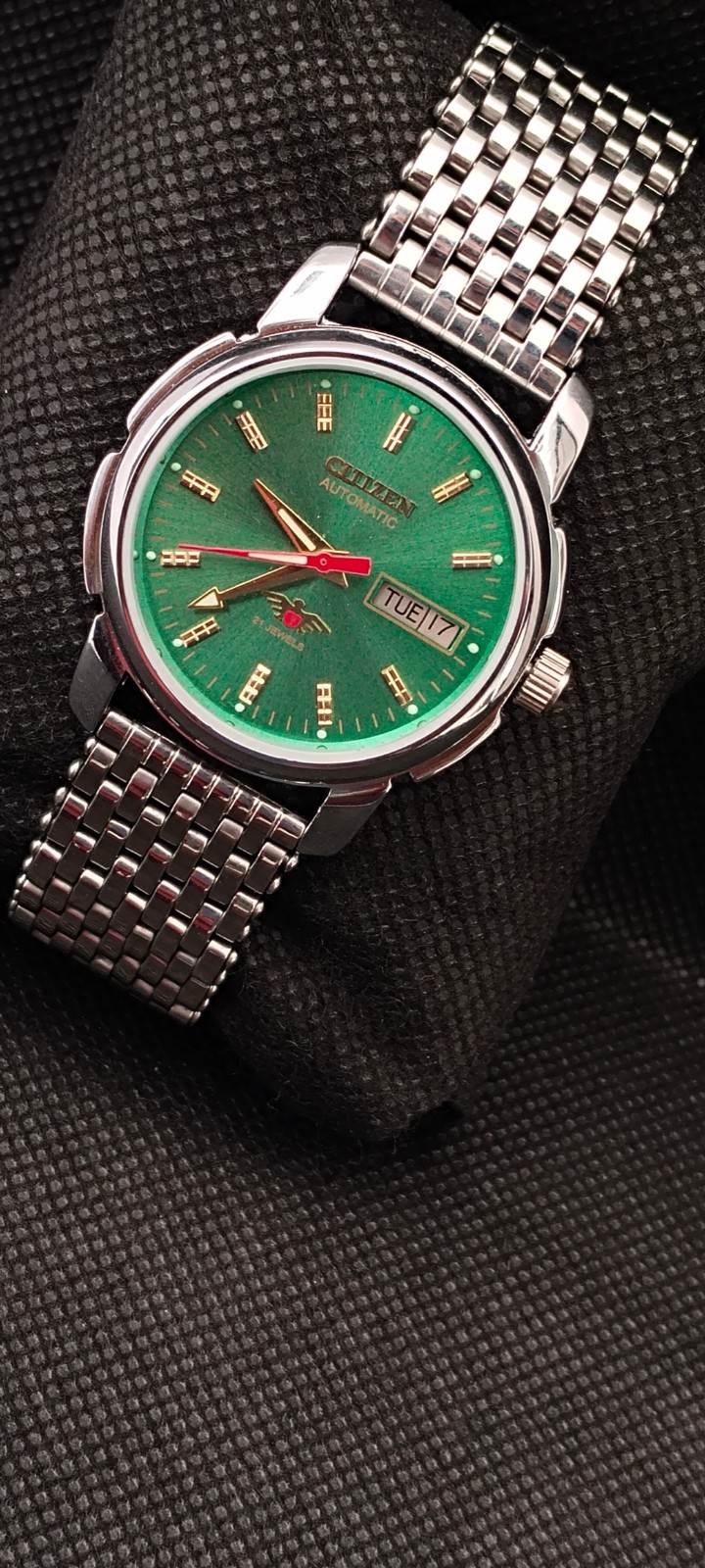 Vintag Automatic Citizen Japan Made Green Dial Day/ Date Men’s Wrist Watch