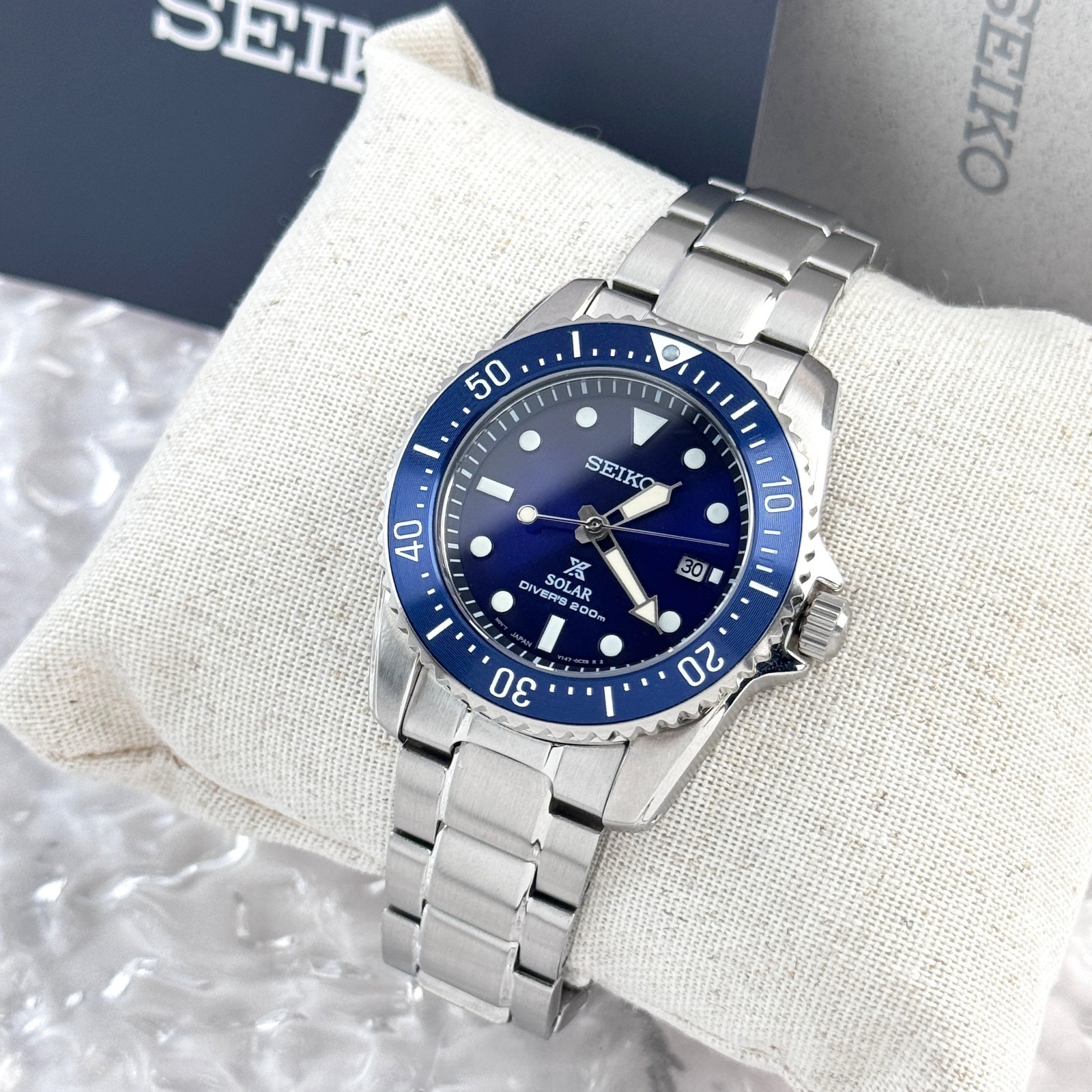 Seiko Men’s Prospex Sea SNE585 Blue Dial Solar Diver Watch 38.5mm