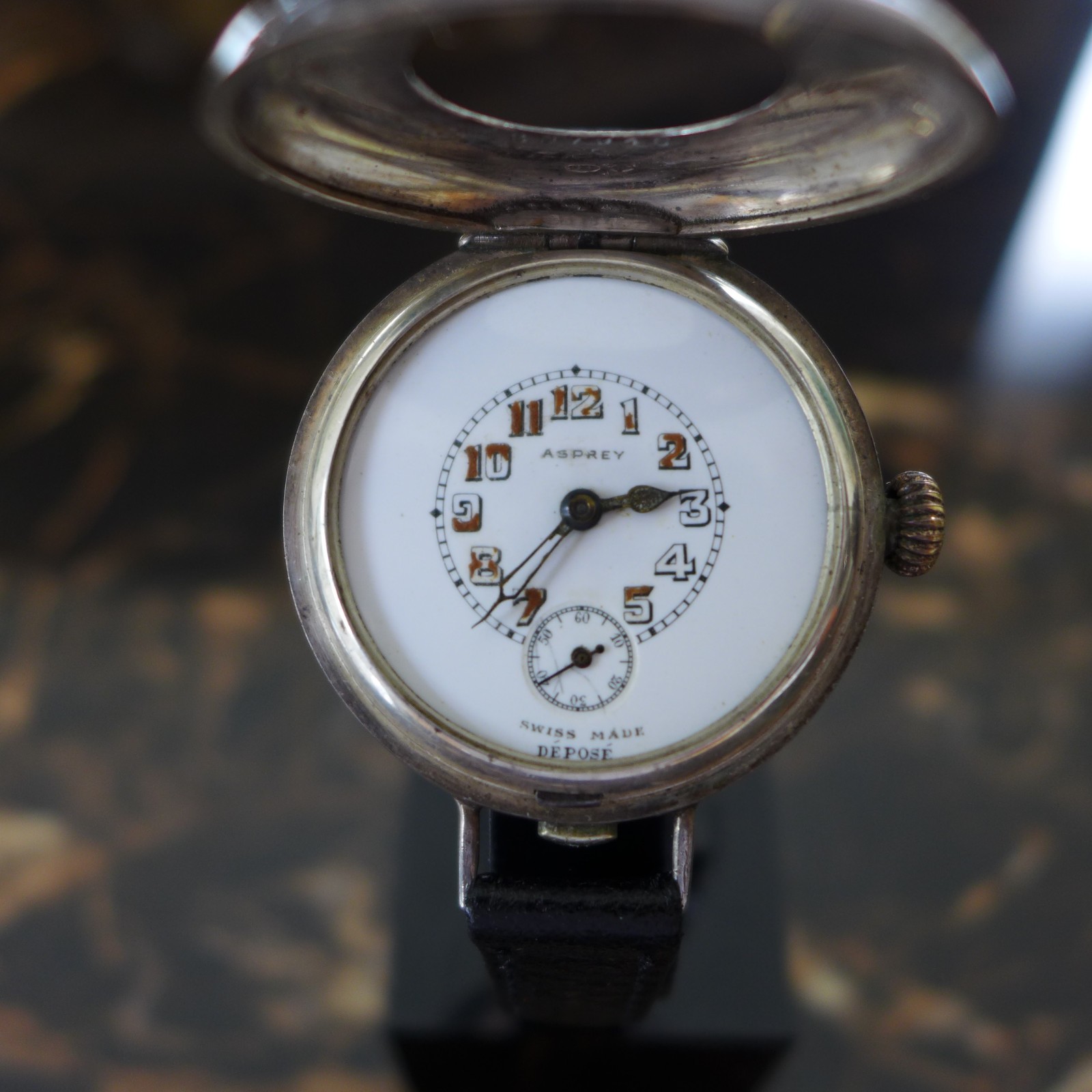 A WW1 1917-18 BRITISH MILITARY ROLEX “ASPREY”OFFICERS TRENCH SILVER HALF HUNTER