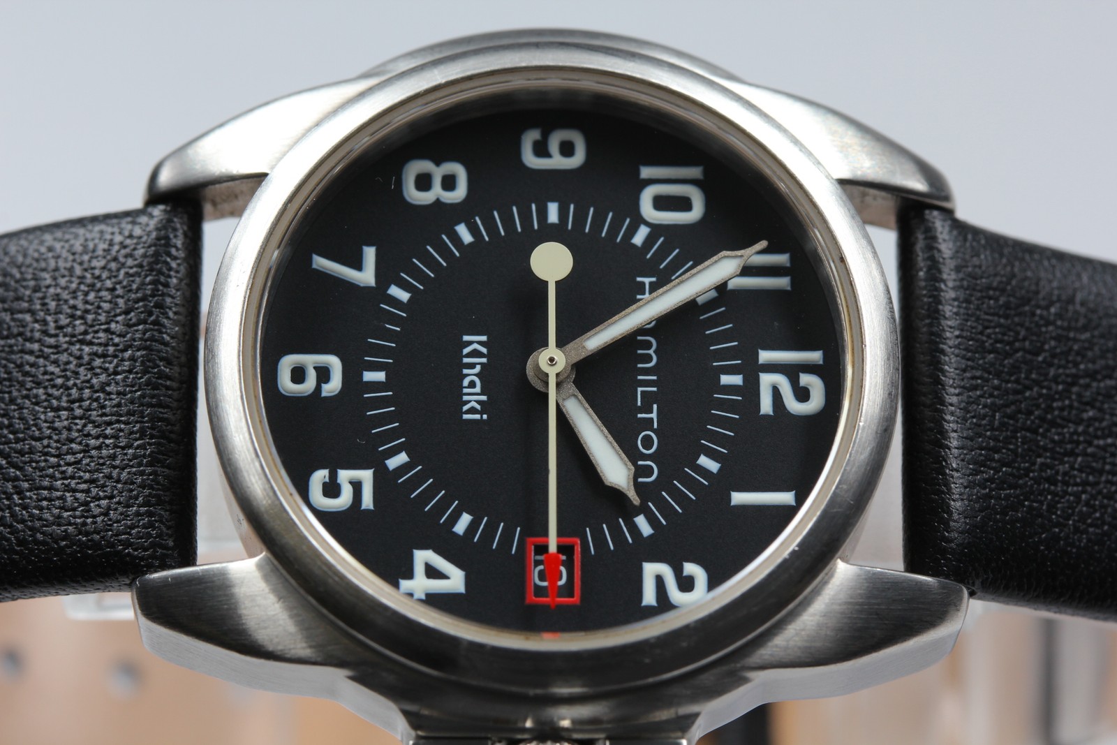 Hamilton 6301 Khaki Action Black Dial Date Qz Men’s Watch New Strap [Near MINT]