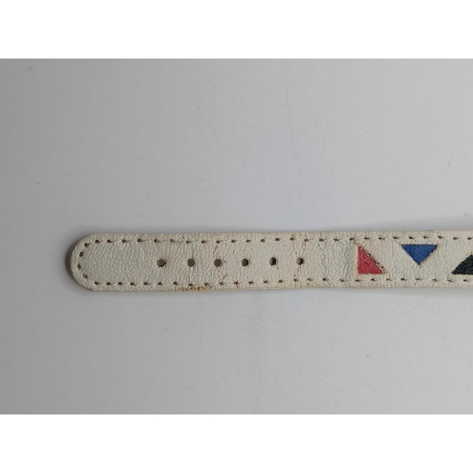 Geometric Prime Colors Geneva Watch White Leather Band Y2K women’s