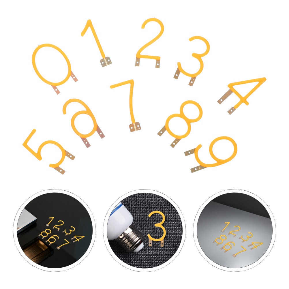 10Pcs Numeric LED Filament Lights Yellow for Home Light Up Number Letter Signage