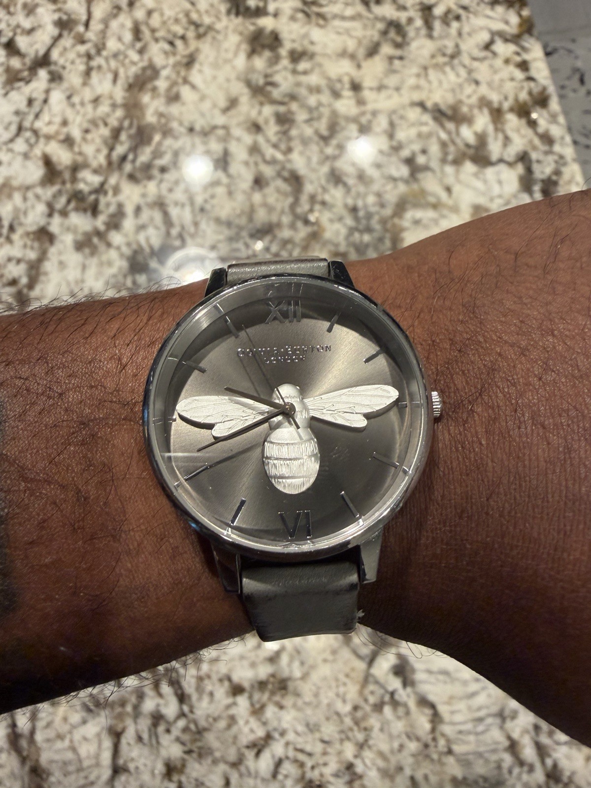 Olivia Burton Shoreditch Women’s Quartz 34mm Gray Bee Dial Gray Leather