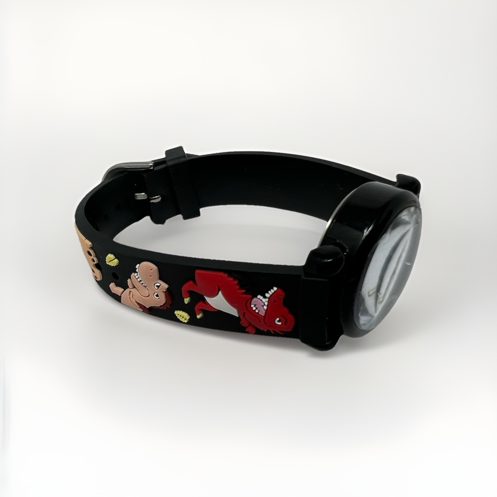 Kids Watch 3D Dinosaur Black Silicone Band Multicolor Boys Girls Gift Prize