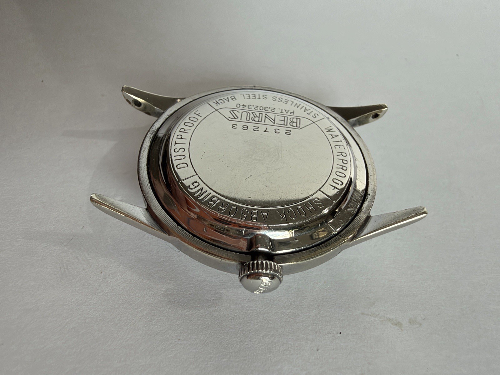 Benrus Dial-O-Rama Manual Wind Shock & Water Resistant White Dial SS Watch
