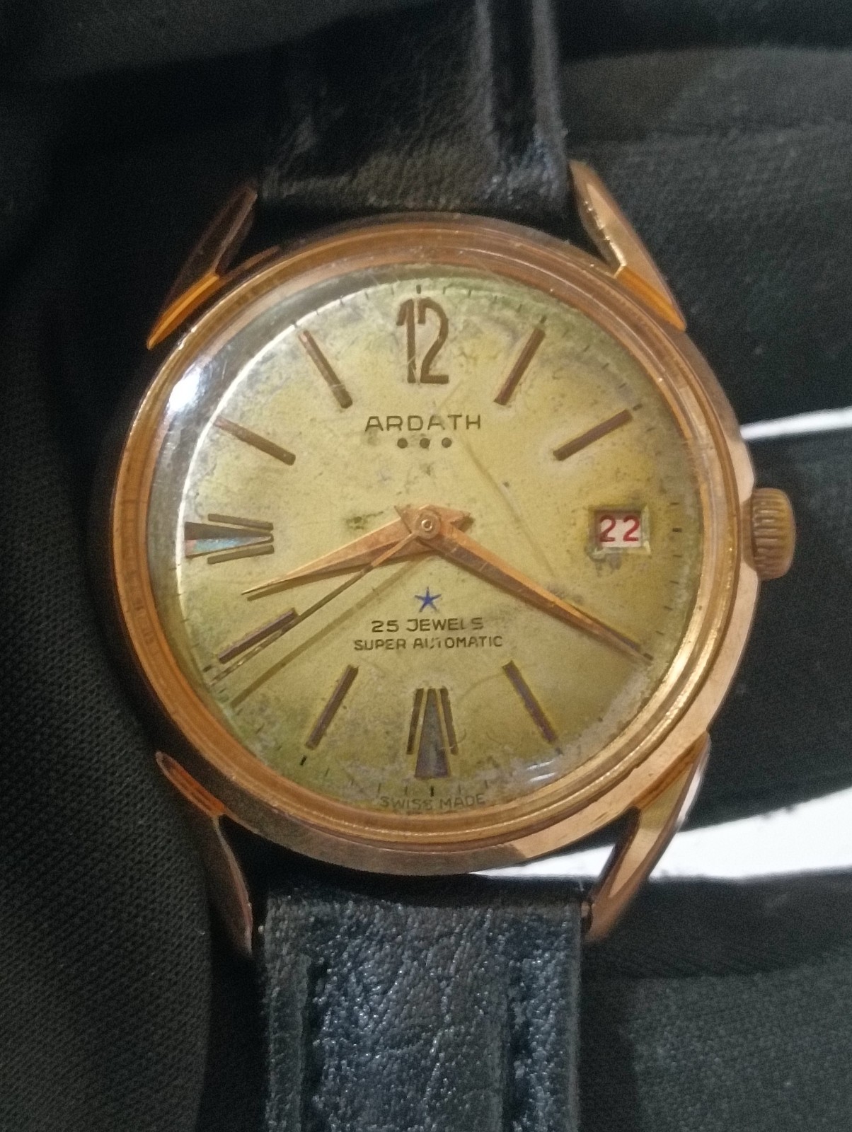 Vintage Ardath Super Automatic 25 Jewels Swiss Made Men’s Watch Date Ref. 14532