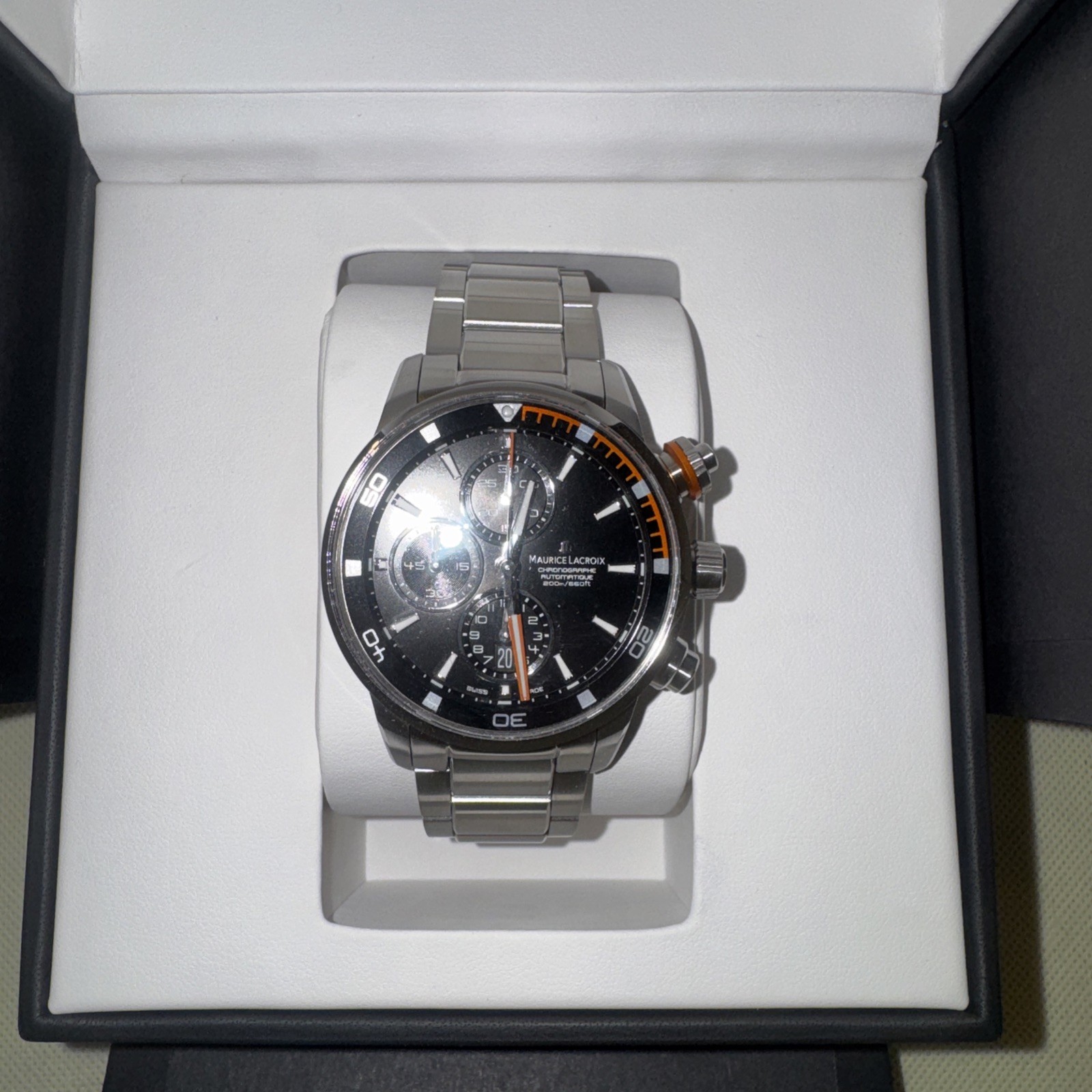 Maurice Lacroix Pontos S Automatic Chronograph 43mm Black Dial Orange Accent