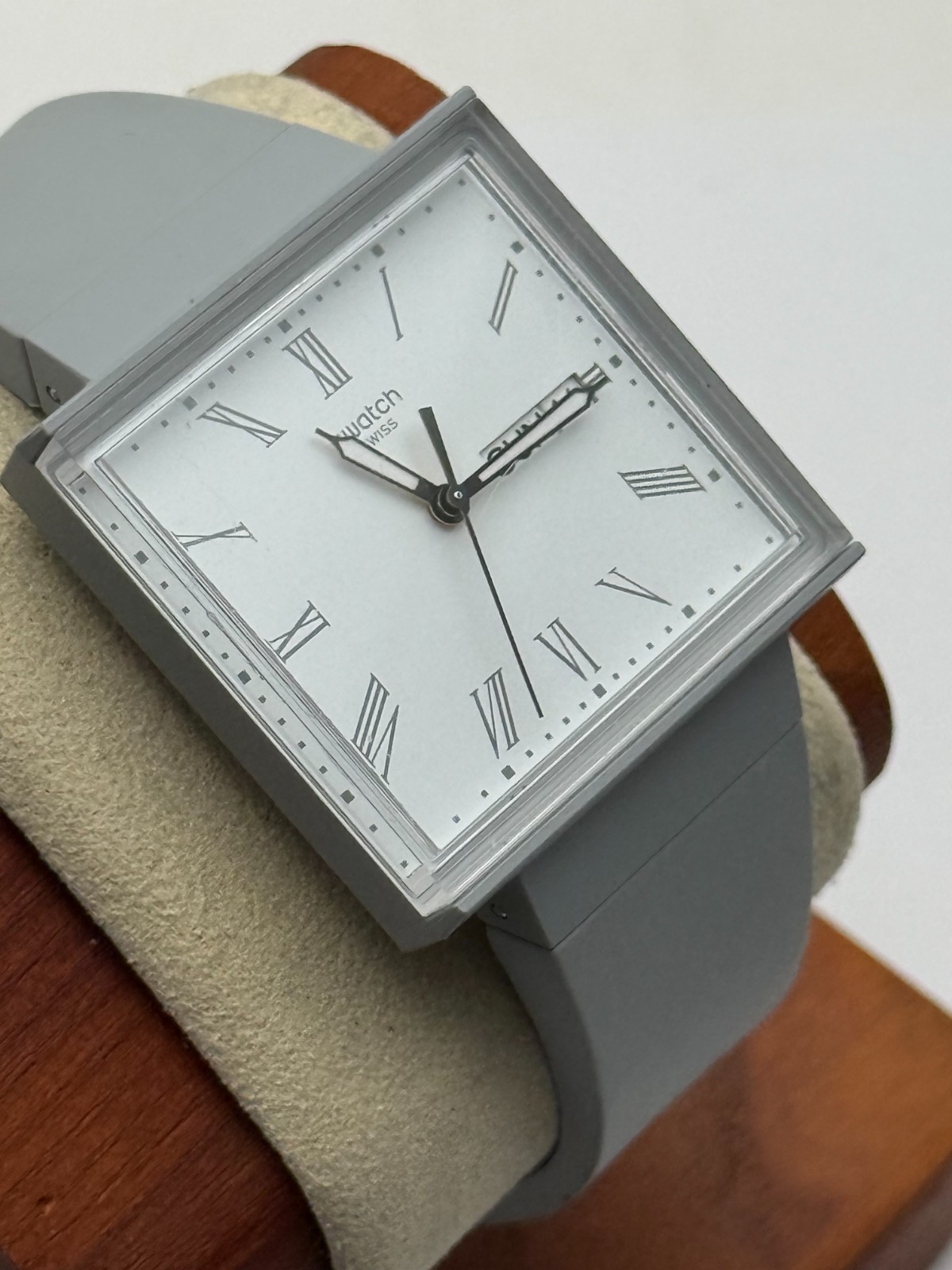Swatch WHAT IF…GRAY? SO34M700 33mm Square Bioceramic Quartz Day-Date