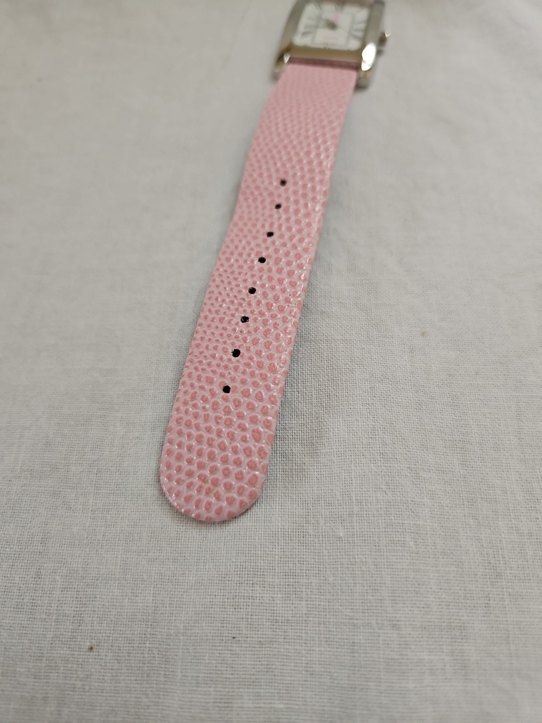 Breast Cancer Awareness Watch Pink Pebble Band Rectangular Face New Battery