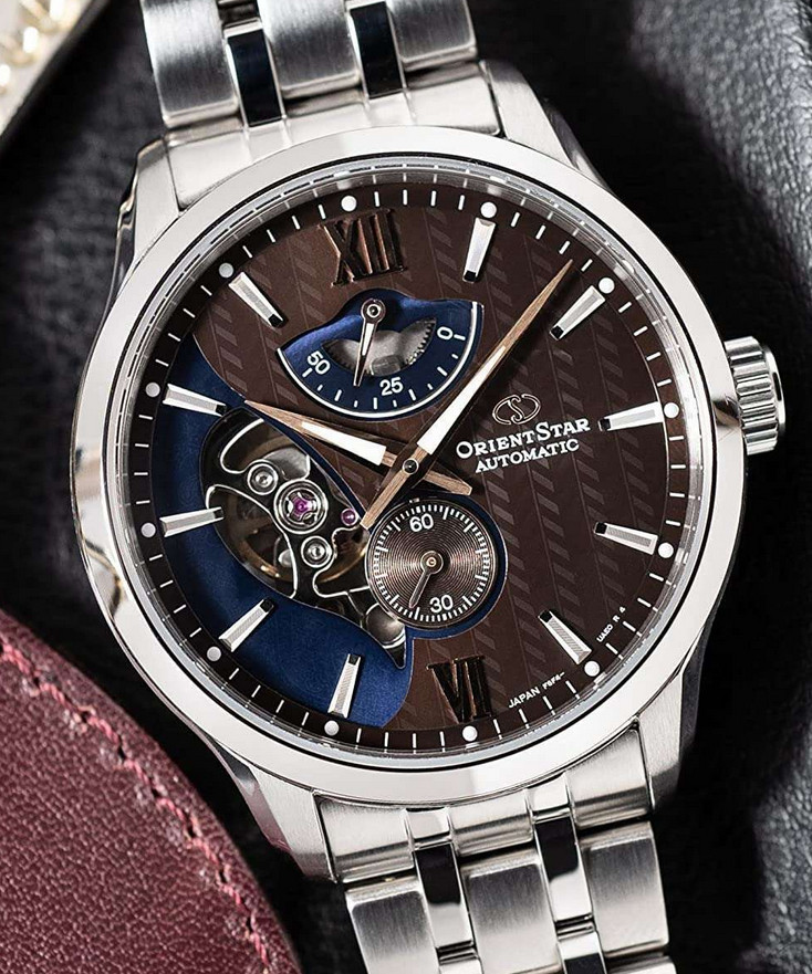 Orient Star Automatic Brown Blue Dial Men’s Watch Power Reserve RK-AV0B02Y