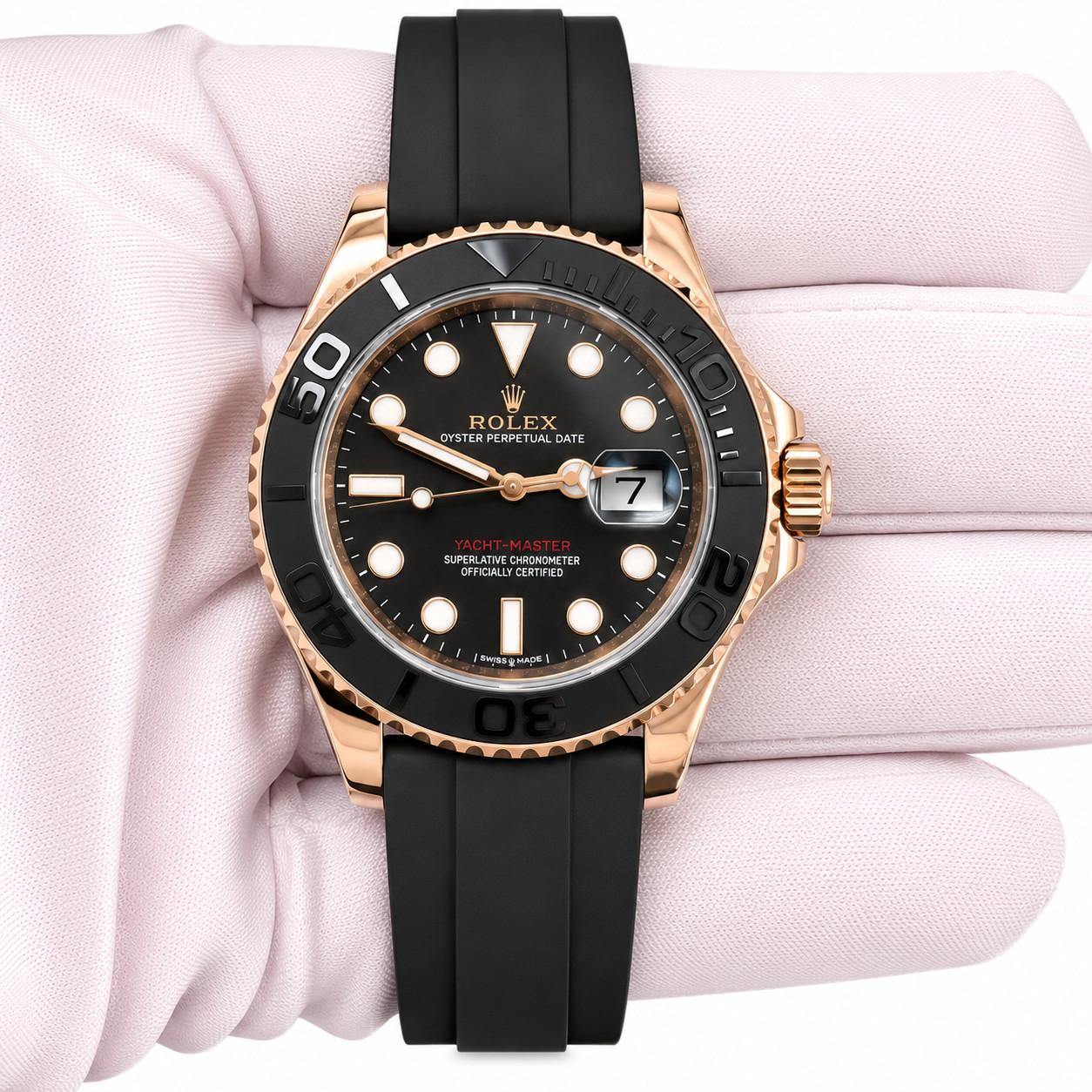 2017 Rolex Yacht-Master 116655 BLACK 18K Rose Gold Oysterflex 40mm Complete