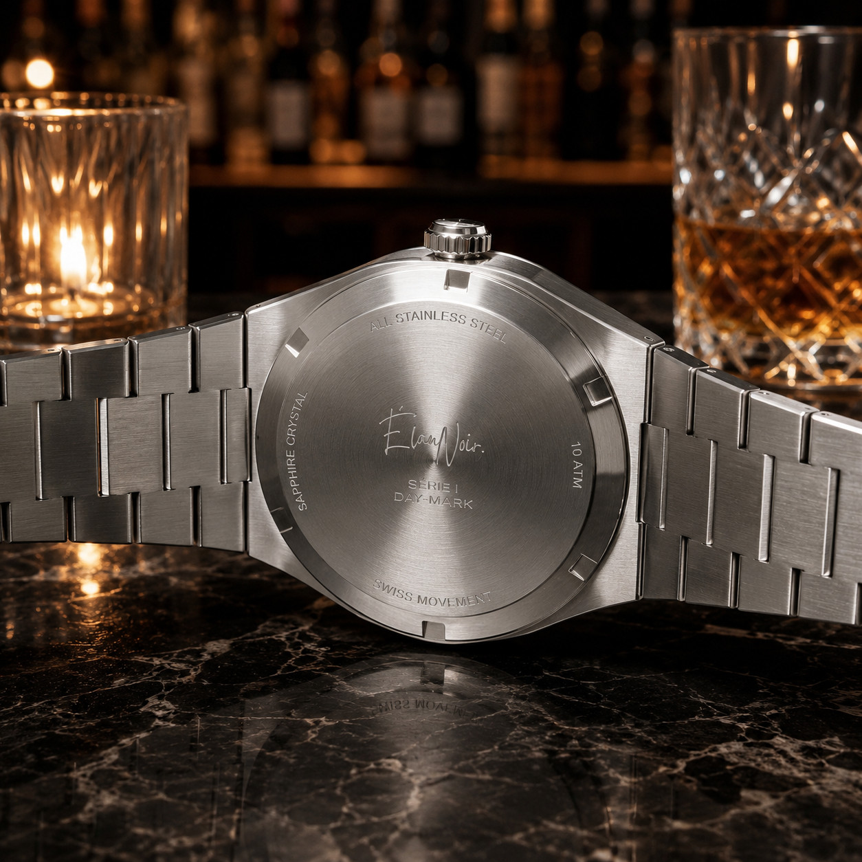 Élan Noir Série I Men’s Automatic Watch 39mm Champagne Dial Steel NH35 Custom