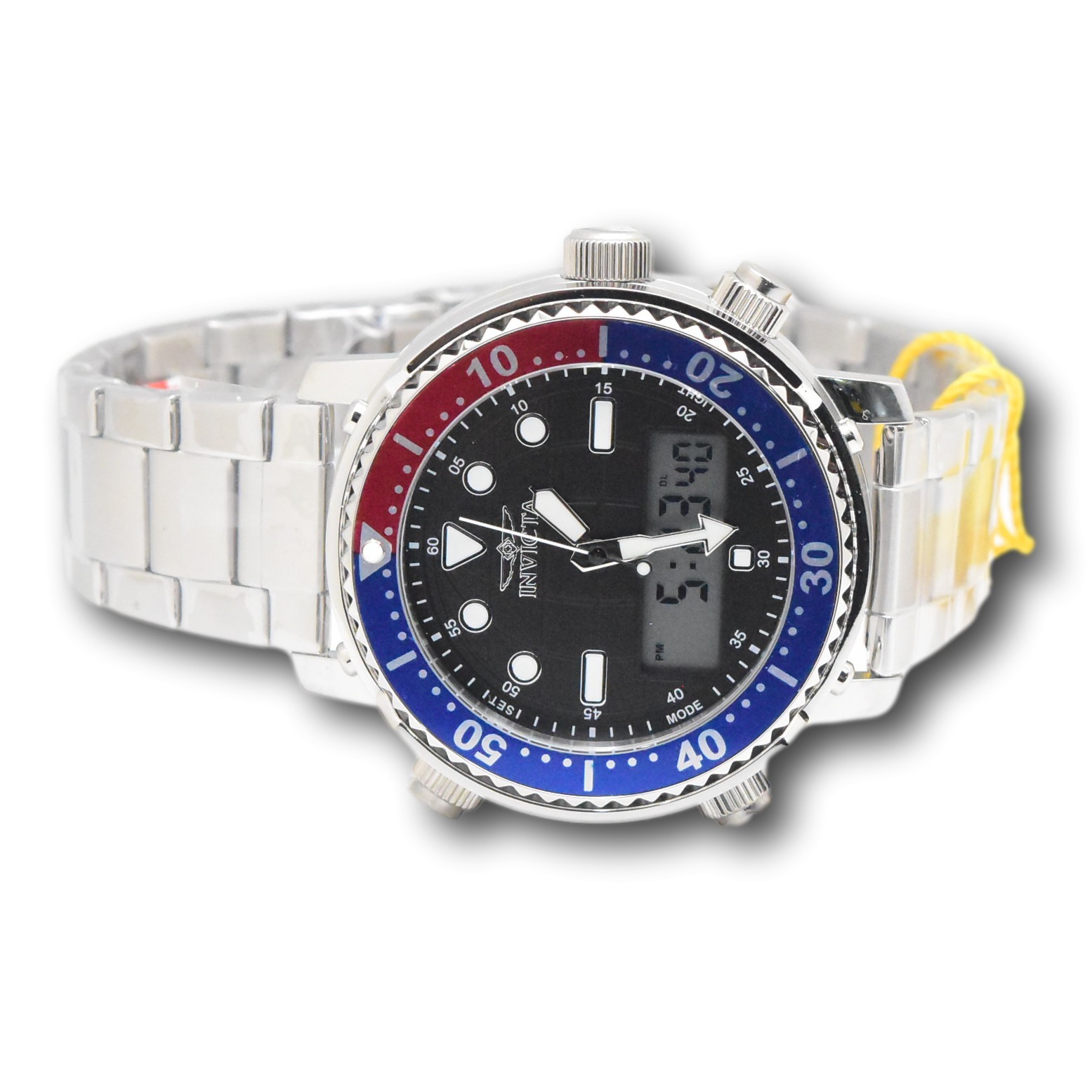 Invicta Pro Diver 46.5mm Men’s Pepsi Bezel Ana-Digi Dual Time Watch 48371