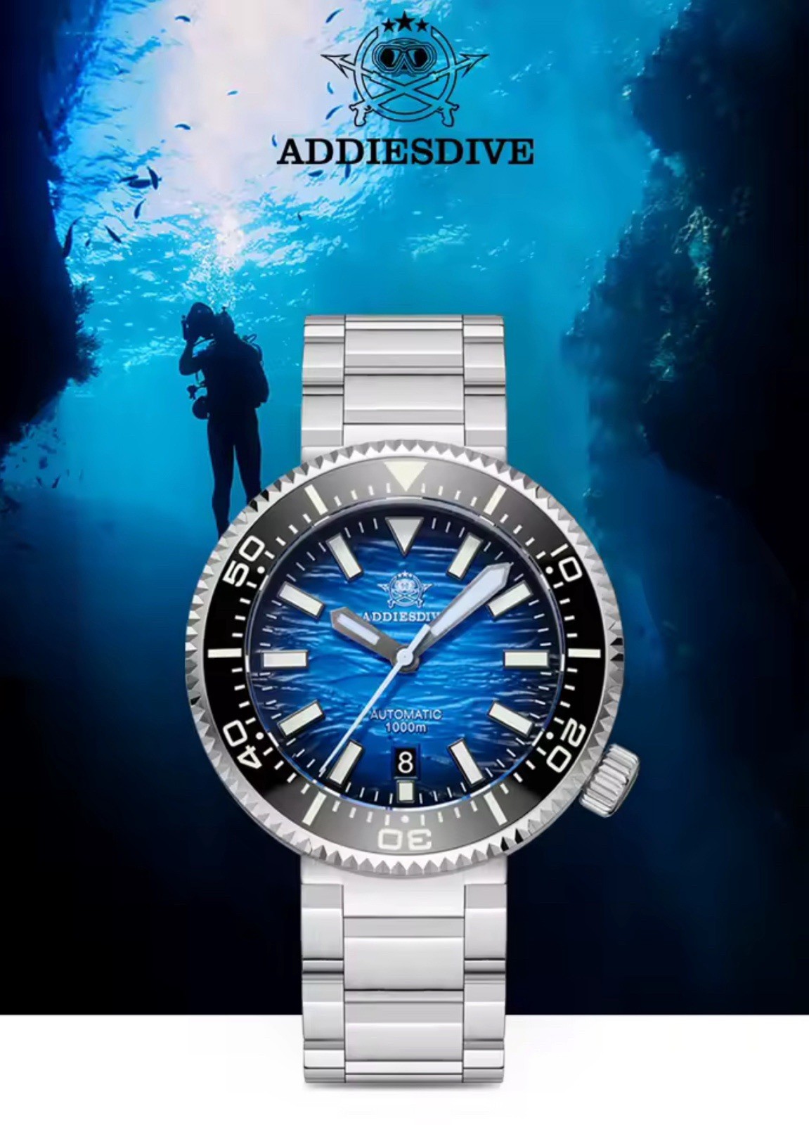 Addiesdive 1000M Professional Diver – 46mm Automatic (NH35), Sapphire Crystal