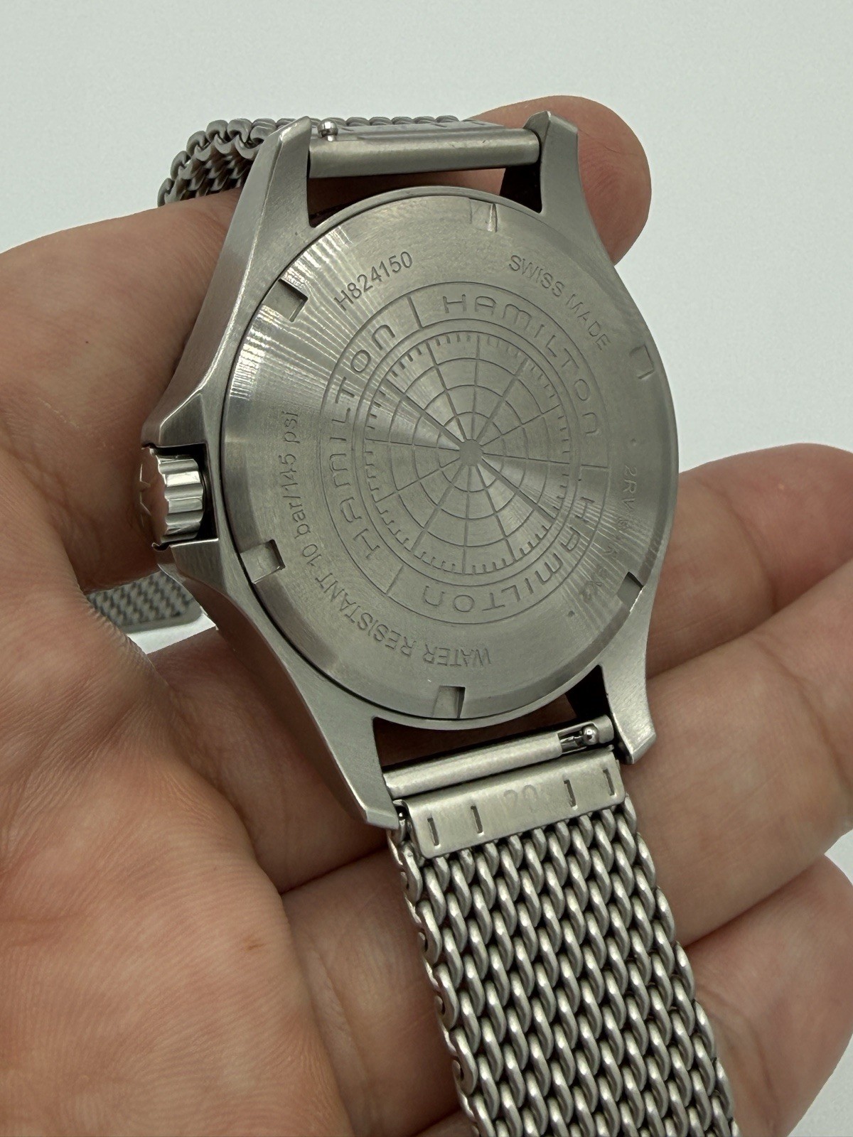 Hamilton Khaki Navy Scuba 41mm Automatic Black Dial SS Mesh Bracelet Box