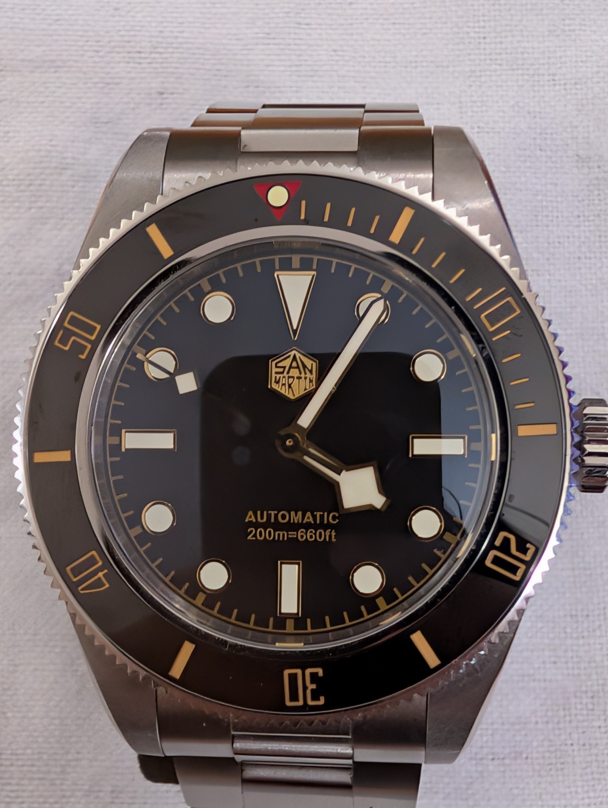 San Martin SN008 Automatic Diver Watch Black Gilt NH35 BB58 Homage Full Kit