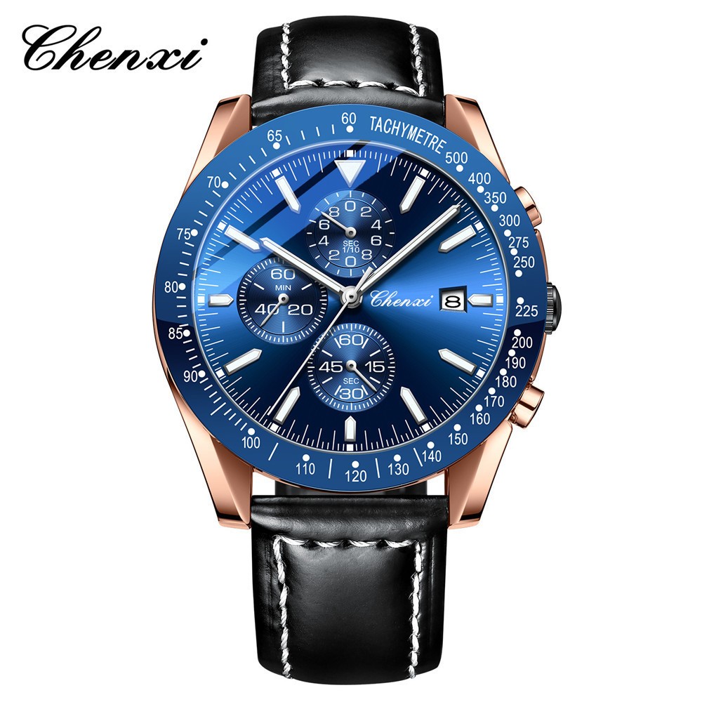 CHENXI Men Watch Chronograph Wristwatch with Six-hands Luminous Calendar Watches