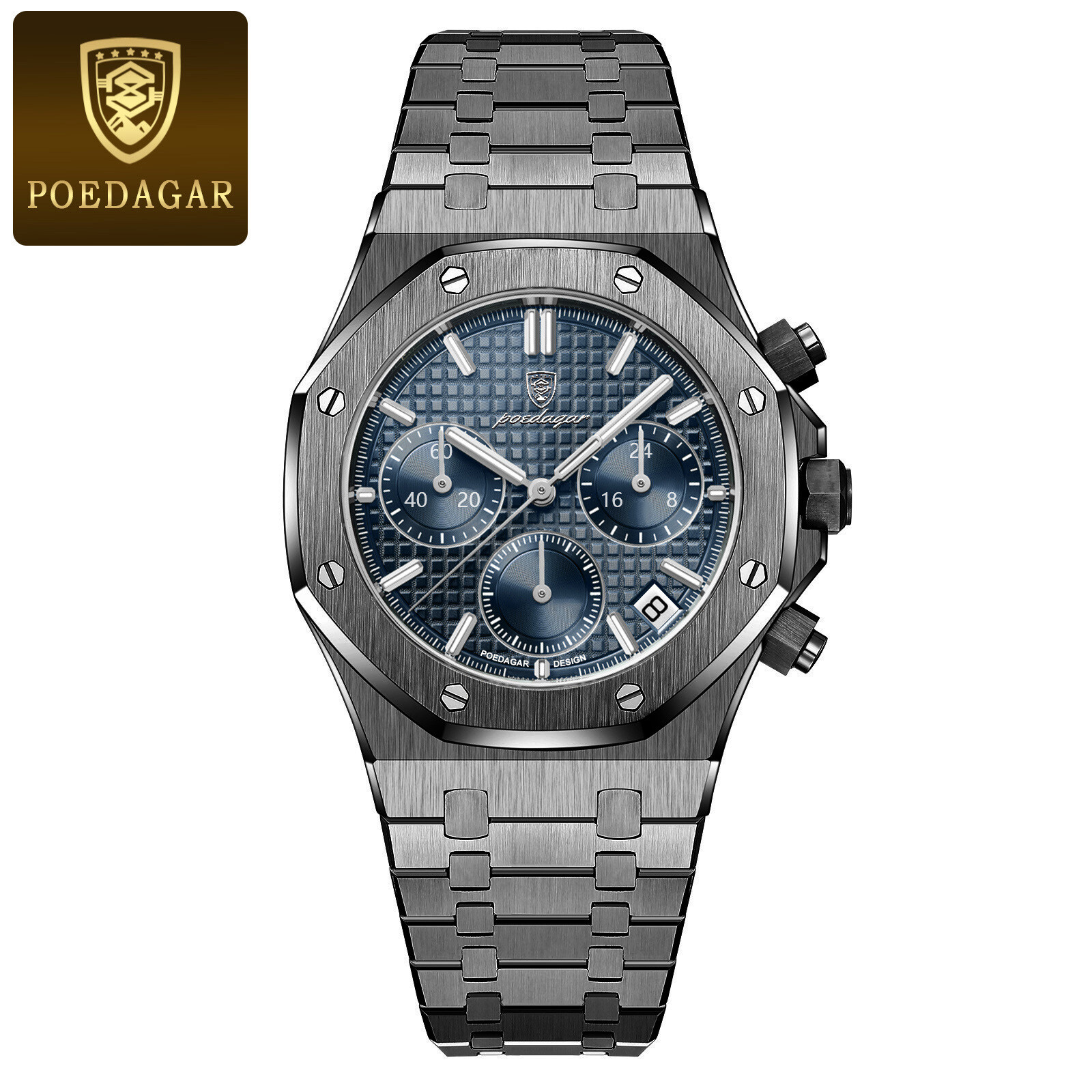 KC POEDAGAR Men Chronograph Quartz Wrist watch Business Luminous with box