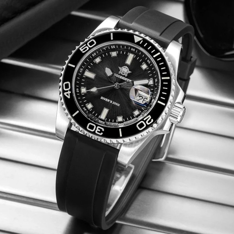 Addiesdive 36mm Men Quartz Dive Watch 100M Waterproof Luminous Stainless Steel