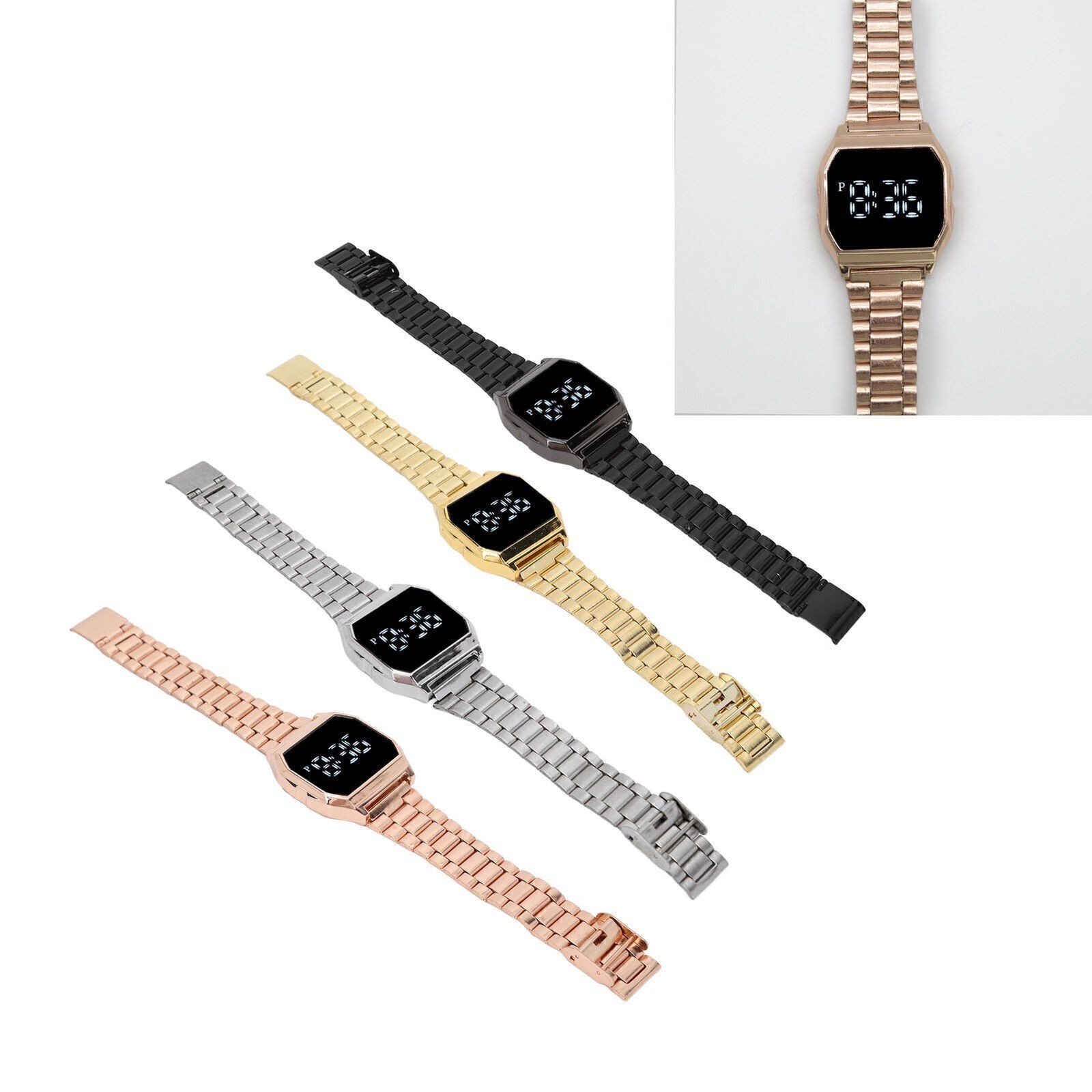 LED Watch for Student Tetragonum Digital Sports Watch with Folding Clasp Alarm