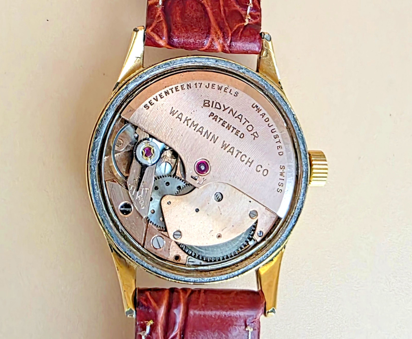 VTG Rare WAKMANN 709A Automatic 17 Jewel 1950 Swiss Incabloc 31mm Men Watch Runs