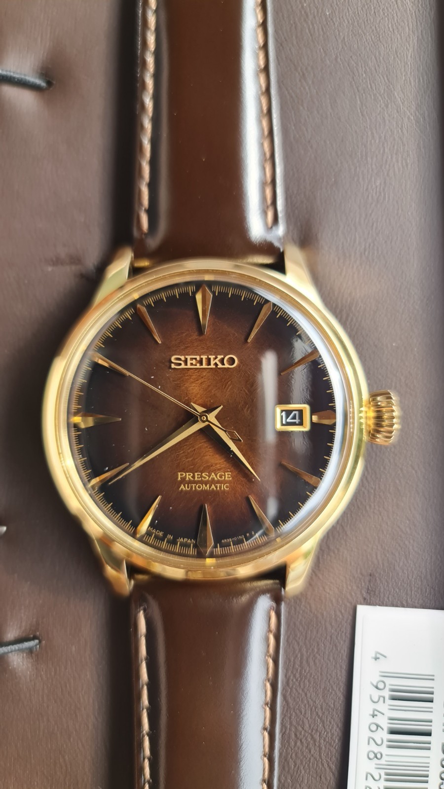 SEIKO PRESAGE SRPD36J1 Automatic Watch 4R35 Cocktail Brown Burgundy Leather Gold