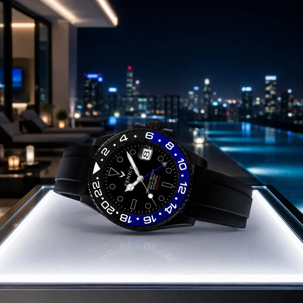 Seiko Phoenix Subtrack Midnight Noir GMT 10ATM Movement NH34 Automatic Watch
