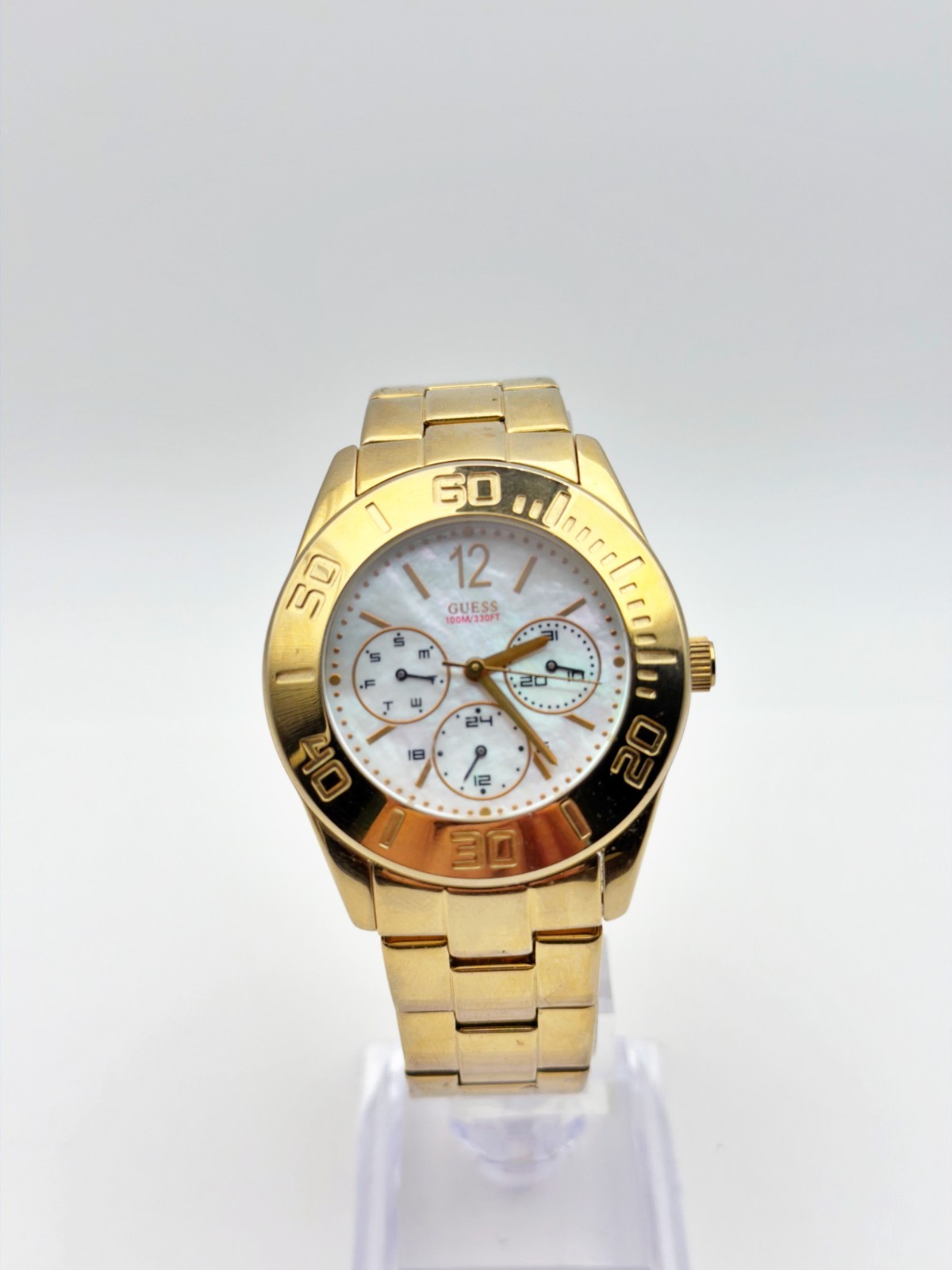 Guess Mens Multi-dial Watch Mother of Pearl GT Keeps Time/Day/Date New Battery