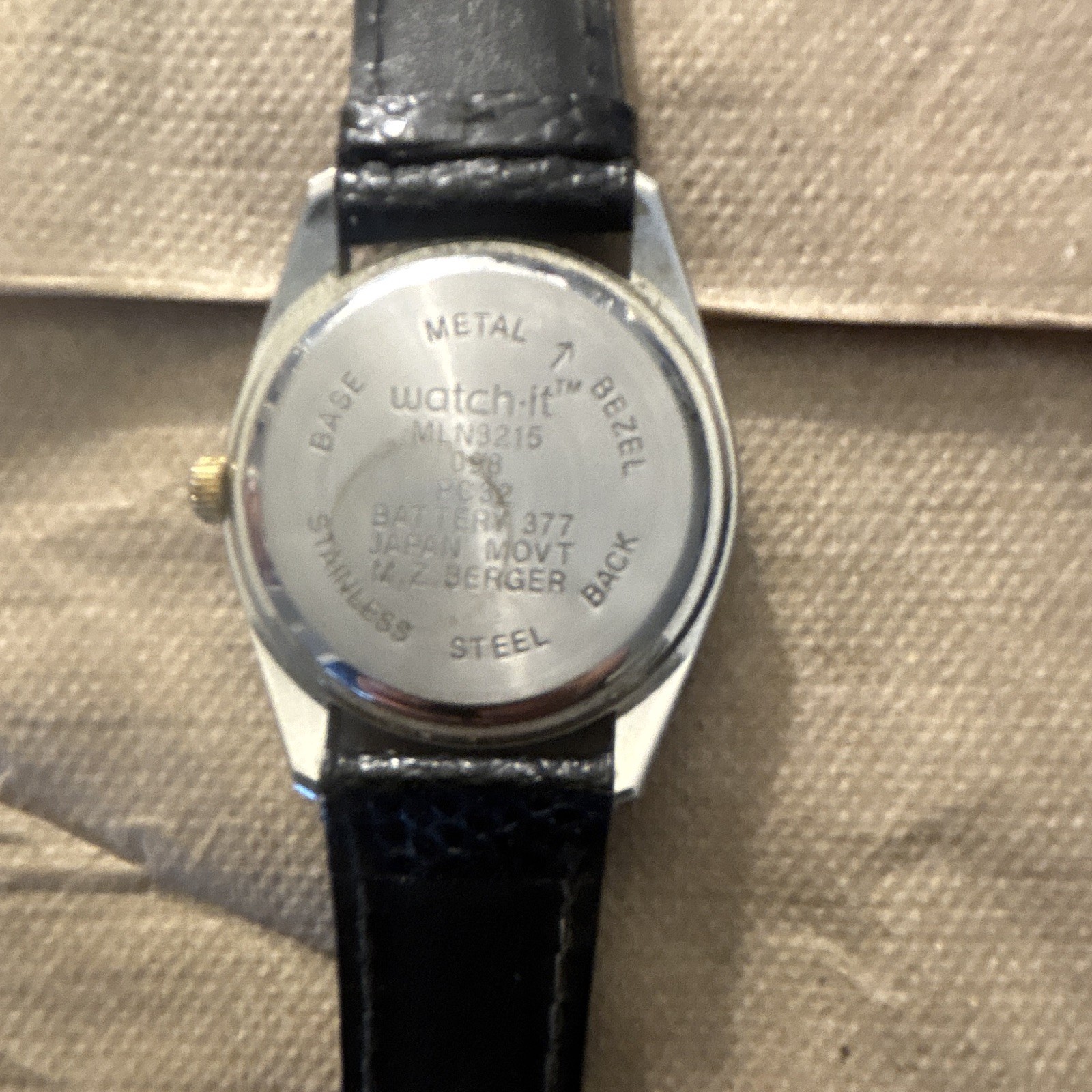 watch it! Women’s Blue Dial Quartz Date Arabic Black Leather Strap Watch