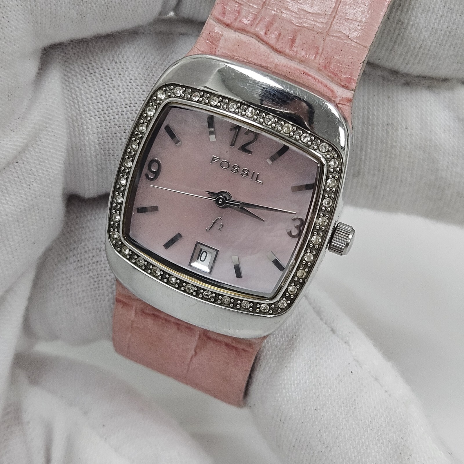 Fossil F2 ES-9720 All Stainless Steel Genuine Leather Quartz Analog Ladies Watch
