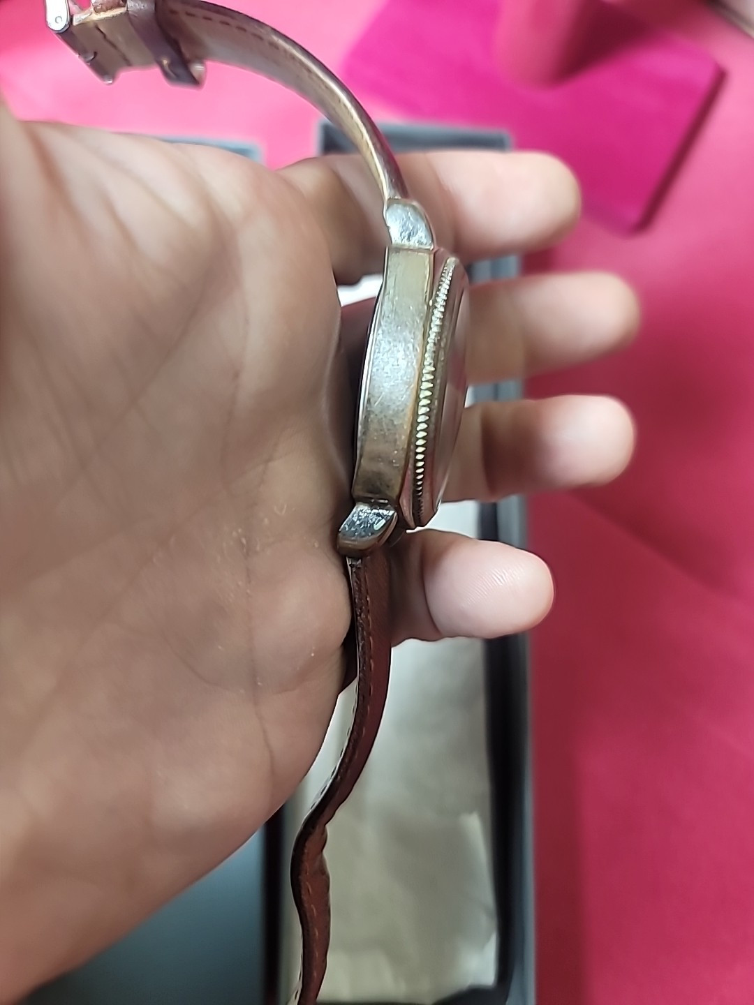 Unknown Brand Quartz Watch Brown Leather Band Works