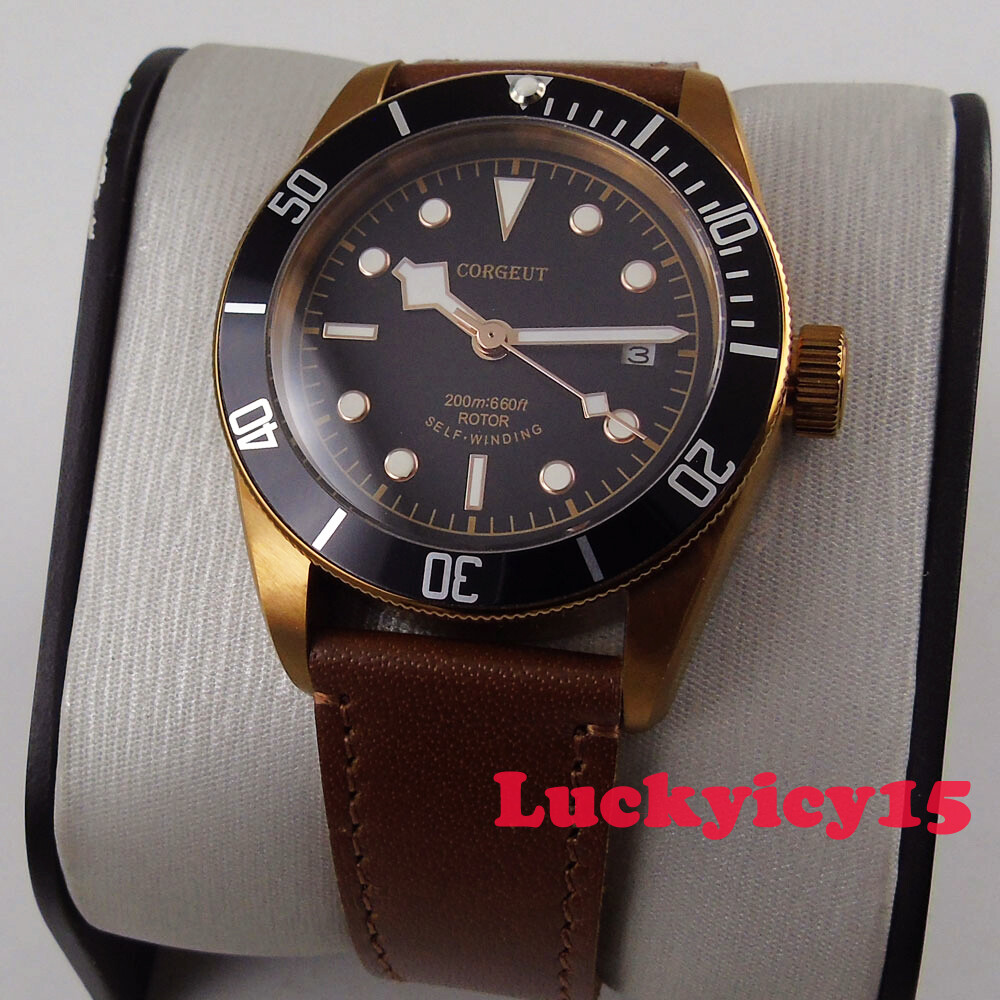 41mm Corgeut Automatic men’s watch Miyota NH35A movement Bronze coated case DATE